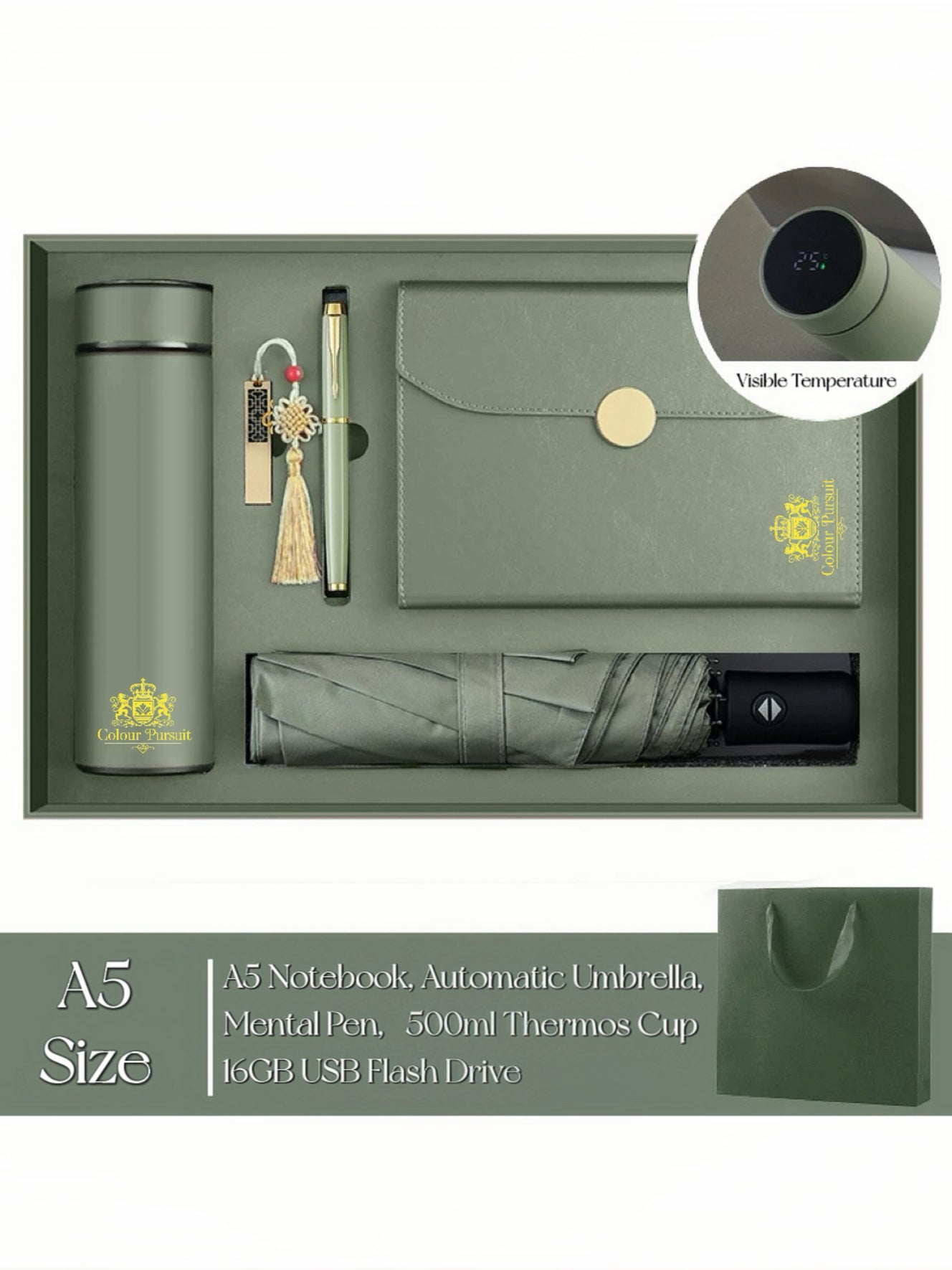Simplify Your Workspace: Refined Business 5-Item Set / Matcha Green